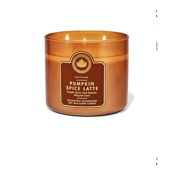 PUMPKIN SPICE LATTE Bath & Body Works Wick Candle Essential Oil 3 Wick - Picture 1 of 1